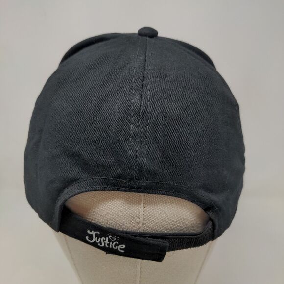 Justice Girl's Strapback Hat Black Size OS Shiny Sparkly Fuzzy C Logo - Picture 5 of 7